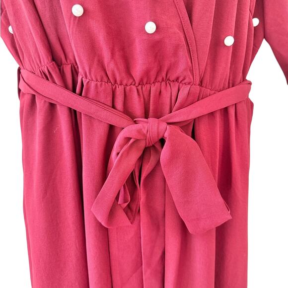 Bloomchic Red Faux Wrap Pearl Stud Short Bell Sleeve Tie Waist Dress Size 22-24 - Picture 10 of 11
